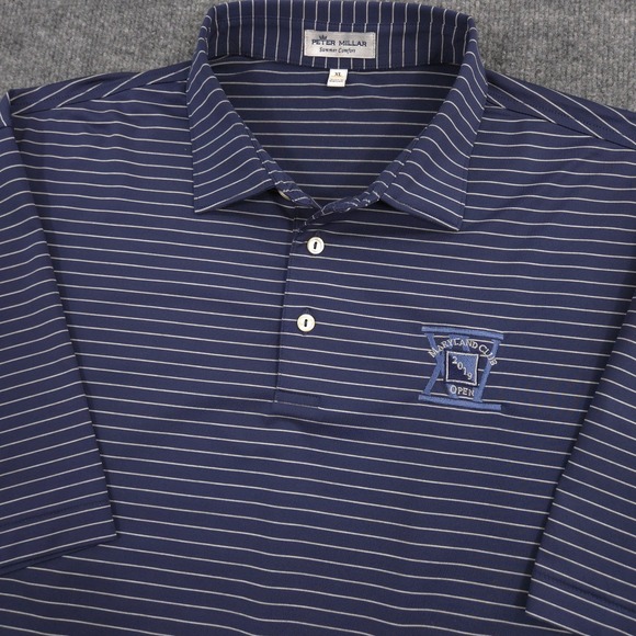 Peter Millar Other - Peter Millar Summer Comfort Polo Shirt Mens XL Navy Striped Maryland Club Open